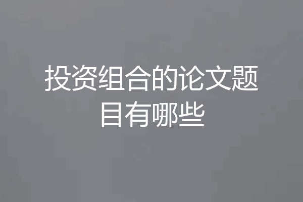 投资组合的论文题目有哪些
