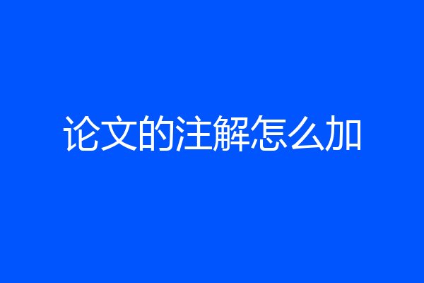 论文的注解怎么加