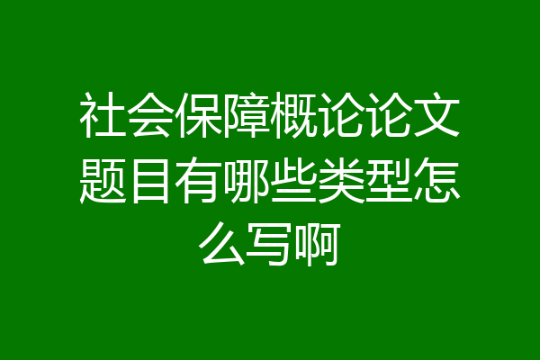 社会保障概论论文题目有哪些类型怎么写啊