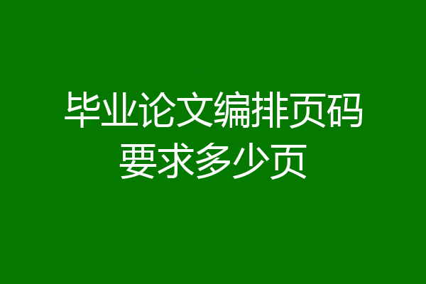 毕业论文编排页码要求多少页