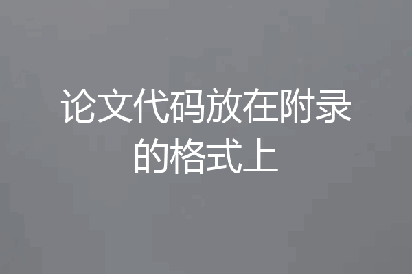 论文代码放在附录的格式上