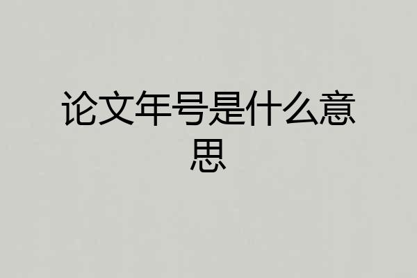 论文年号是什么意思