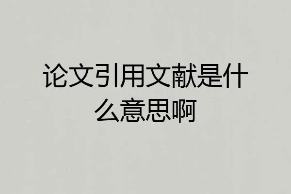 论文引用文献是什么意思啊