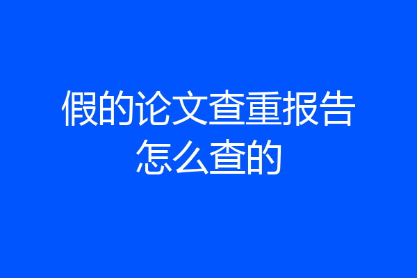 假的论文查重报告怎么查的
