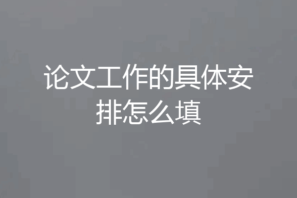 论文工作的具体安排怎么填