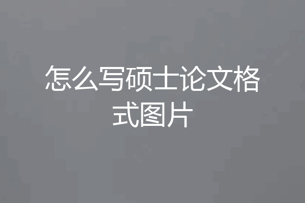 怎么写硕士论文格式图片