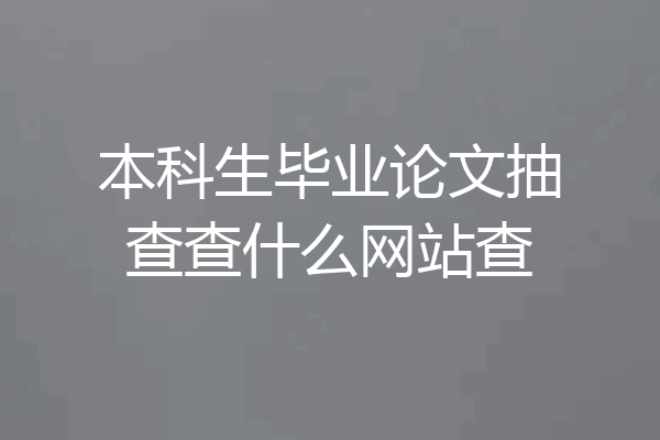 本科生毕业论文抽查查什么网站查