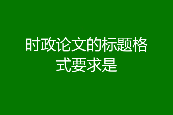 时政论文的标题格式要求是