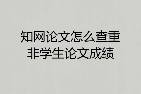 知网论文怎么查重非学生论文成绩