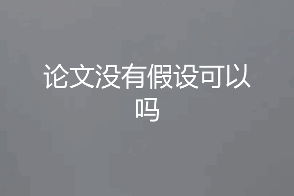 论文没有假设可以吗