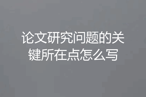 论文研究问题的关键所在点怎么写