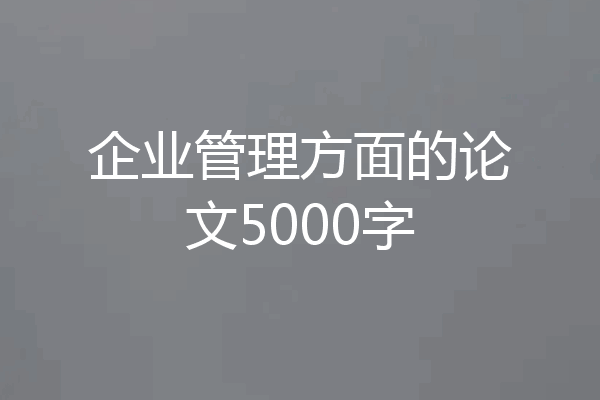 企业管理方面的论文5000字