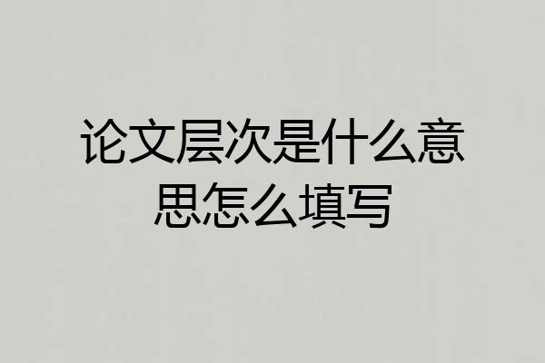 论文层次是什么意思怎么填写