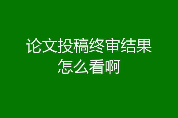 论文投稿终审结果怎么看啊
