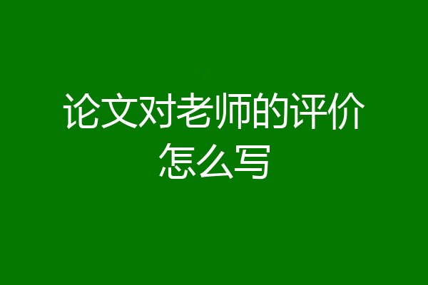 论文对老师的评价怎么写