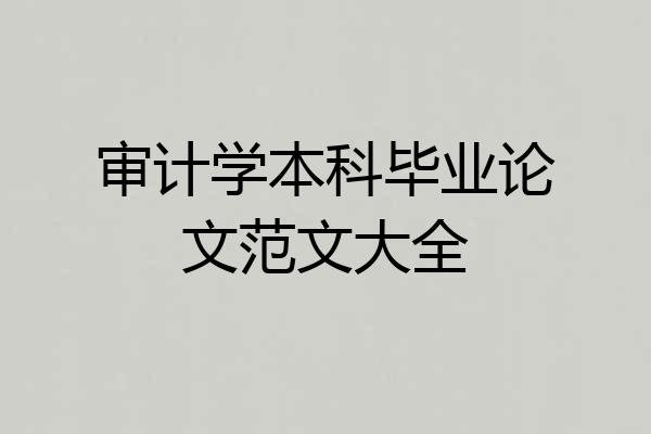 审计学本科毕业论文范文大全