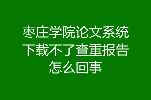 枣庄学院论文系统下载不了查重报告怎么回事