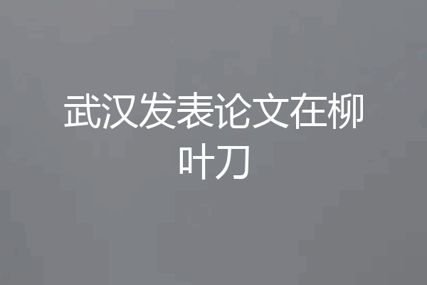 武汉发表论文在柳叶刀
