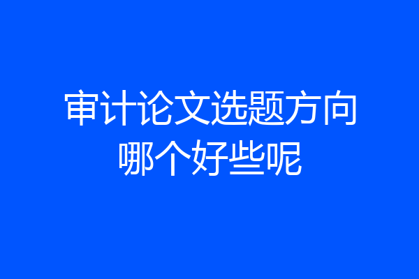 审计论文选题方向哪个好些呢