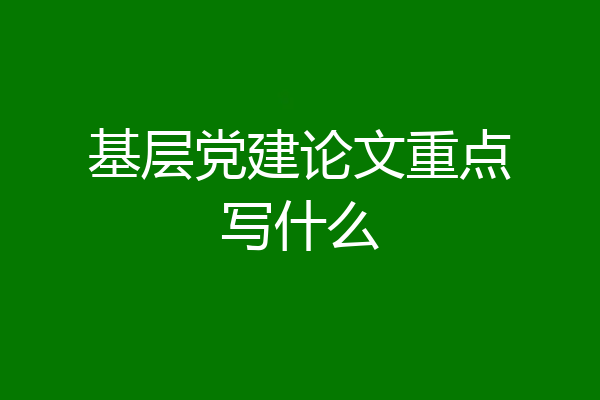 基层党建论文重点写什么
