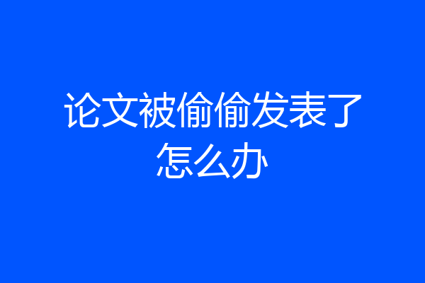 论文被偷偷发表了怎么办