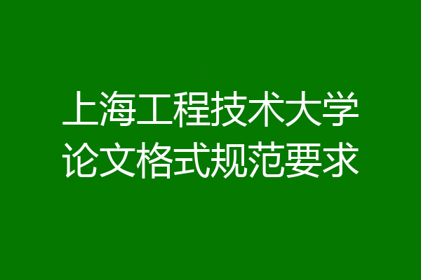 上海工程技术大学论文格式规范要求