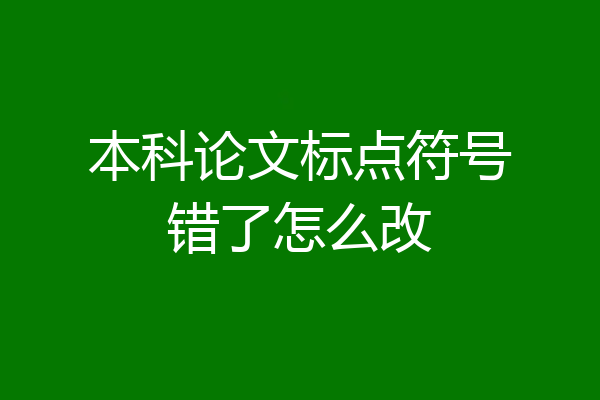 本科论文标点符号错了怎么改