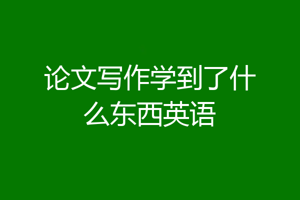 论文写作学到了什么东西英语