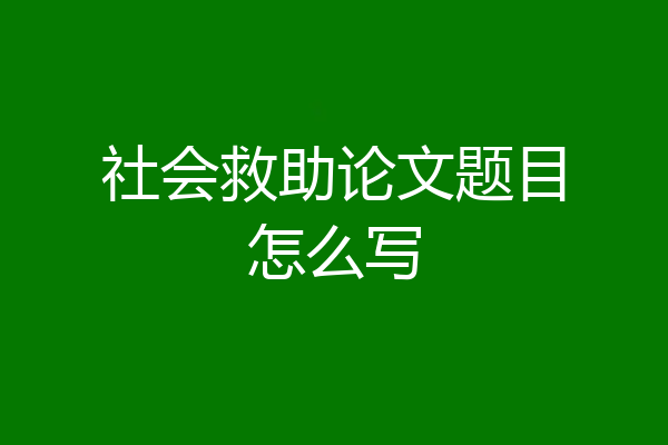 社会救助论文题目怎么写