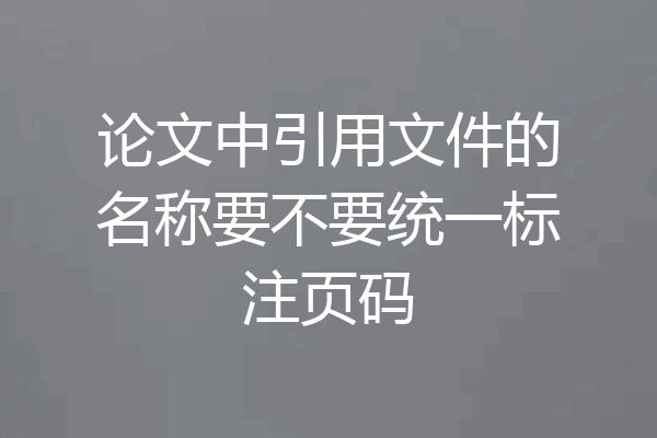 论文中引用文件的名称要不要统一标注页码