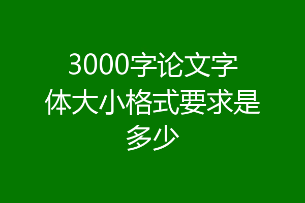 3000字论文字体大小格式要求是多少