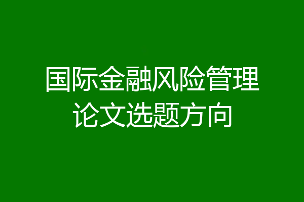 国际金融风险管理论文选题方向