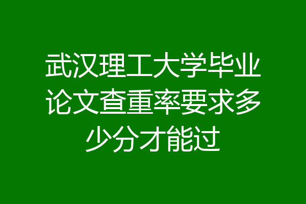 武汉理工大学毕业论文查重率要求多少分才能过