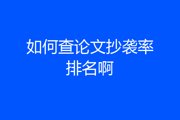 如何查论文抄袭率排名啊