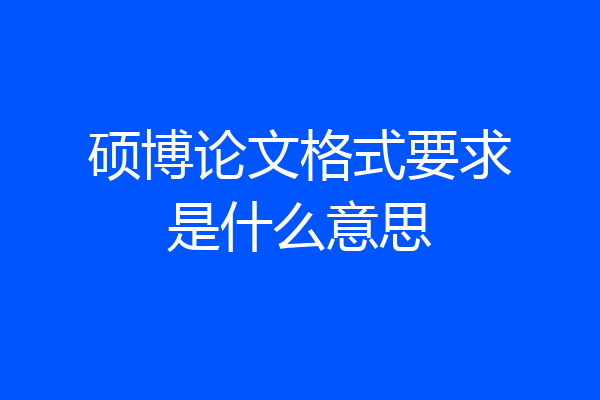硕博论文格式要求是什么意思