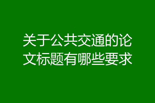 关于公共交通的论文标题有哪些要求
