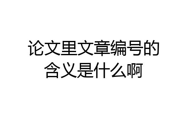 论文里文章编号的含义是什么啊