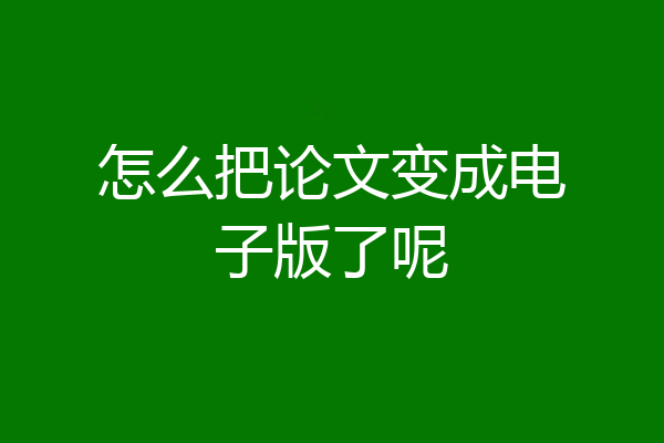怎么把论文变成电子版了呢