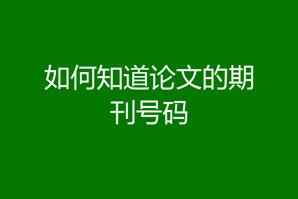 如何知道论文的期刊号码