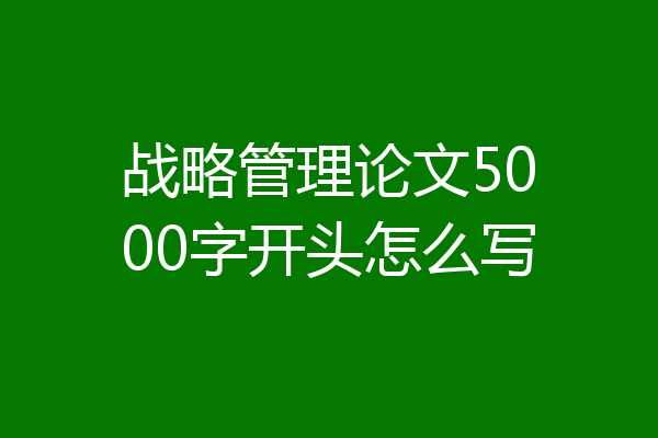 战略管理论文5000字开头怎么写