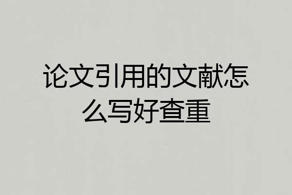 论文引用的文献怎么写好查重