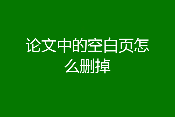 论文中的空白页怎么删掉