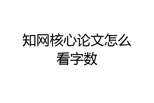 知网核心论文怎么看字数