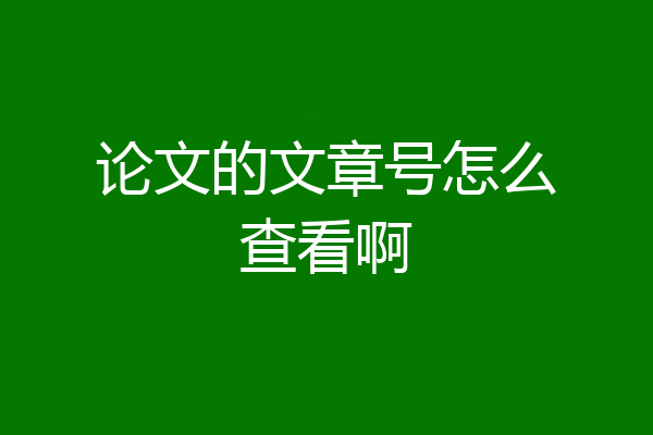 论文的文章号怎么查看啊