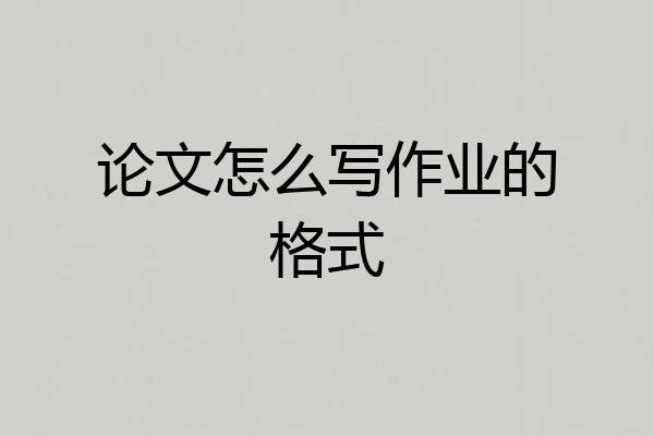 论文怎么写作业的格式