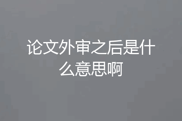 论文外审之后是什么意思啊