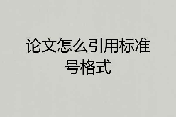 论文怎么引用标准号格式