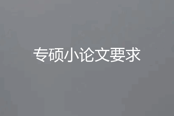 专硕小论文要求