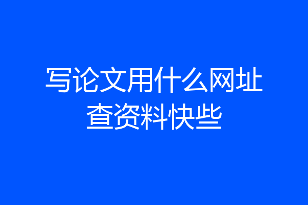 写论文用什么网址查资料快些