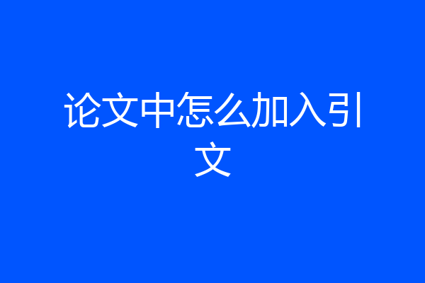 论文中怎么加入引文